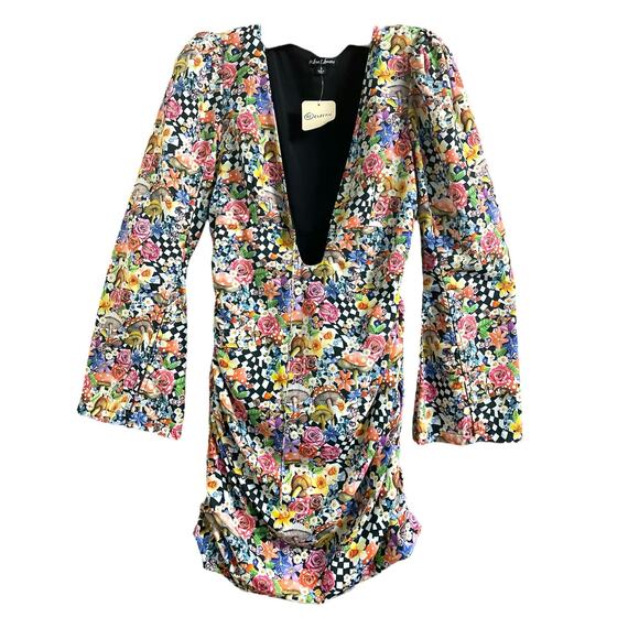 For Love & Lemons June Mushroom Floral Mini Dress Small - Picture 1 of 10